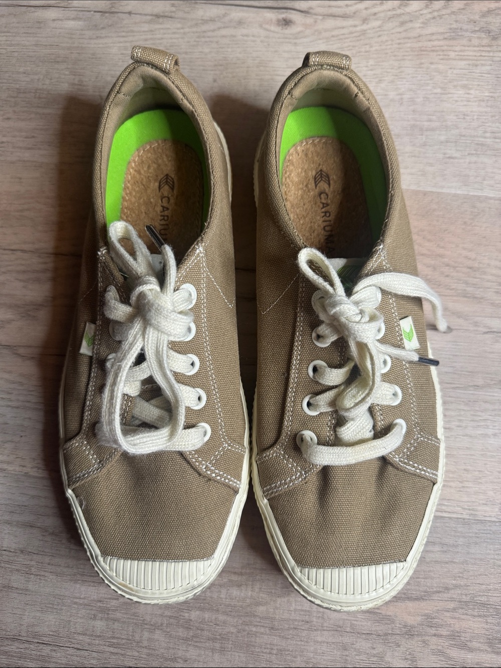 CARIUMA Khaki Brown Canvas Sneakers Casual Shoes Cork Insole Women's 8.5 Men 7
